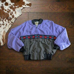 Vintage 1990s Colorblock Aztec Bomber Jacket